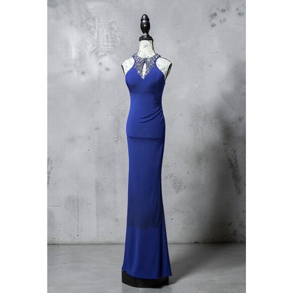 Xscape Dresses & Skirts - XSCAPE Royal Blue Body Contour Beaded Maxi Dress Size 2